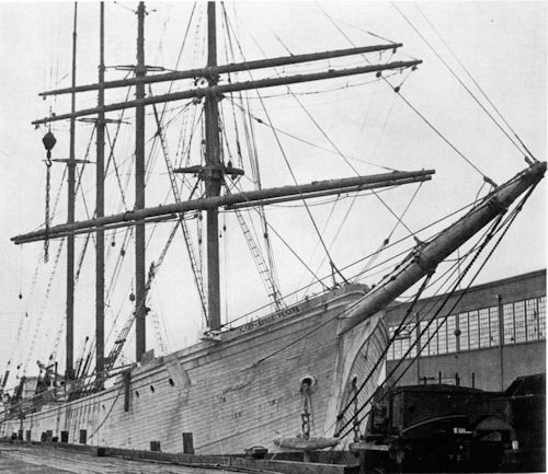 The header graphic is a photograph by Harry A. Kirwin of the four-masted barkentine Conqueror just prior to being hauled off to the breaker's dock in Seattle, 1938, from This Was Seafaring, p. 46.